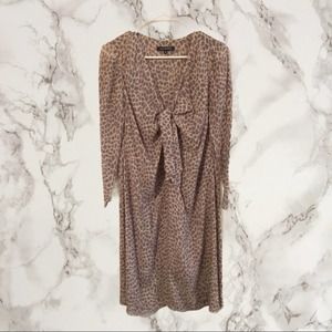 Lyn Devon silk leopard print v-neck midi dress 4